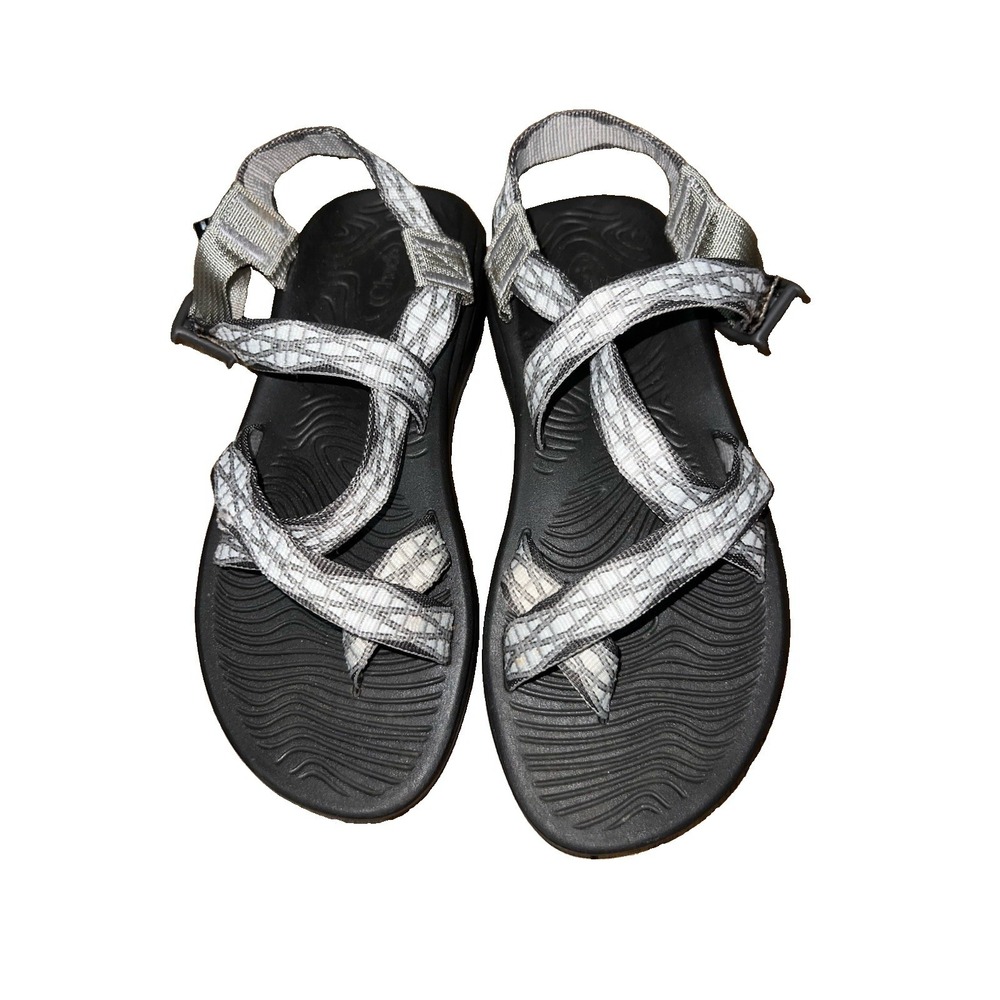 Chaco Women's Strappy Sandals Black/White Geometric Adjustable Strap US 8 EU 39